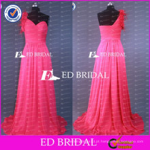 2017 ED Bridal Custom Made New Fashion Floral One Shoulder A Line Watermelon Chiffon Long Prom Dress